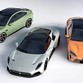 Sleek Modern Sports Cars In Green White And Orange With Aerodynamic Design