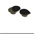 Modern Coffee Table With Gold Metal Base And Black Tabletop Contemporary Design 3d model