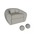 Light Gray Fabric Single Sofa With Round Armrest Curved Back And Modern Design 3d model