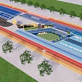 Colorful Children's Play Area With Running Tracks Sports Zones And Green Surroundings
