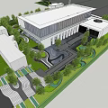 Modern Sales Office Building With Glass Facade Landscaped Gardens Curved Pathways And Green Lawns