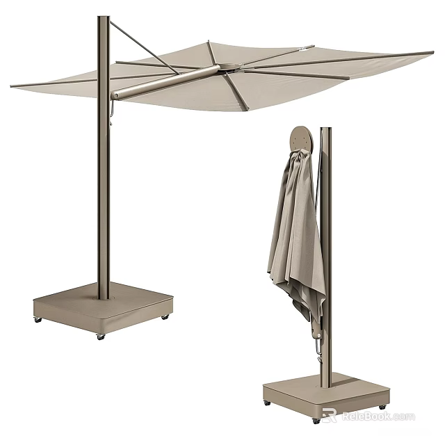 Outdoor Sunshade With Adjustable Pole And Foldable Canopy For Patio Use 3d model 