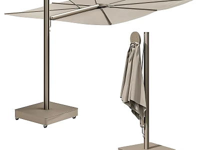 Outdoor Sunshade With Adjustable Pole And Foldable Canopy For Patio Use 3d model