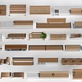 Various Wooden Bench Designs With Different Shapes And Green Plants