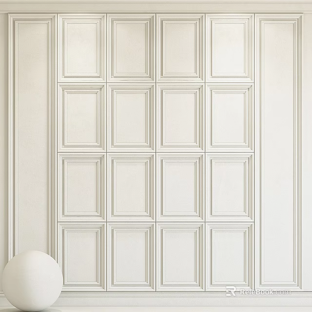 Modern White Wall Paneling With Square Grid Design For Elegant Interior Decor 3d model 