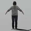 Male Game Movie Character Wearing Stained White Hoodie And Dark Jeans