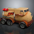 Beige Rusty Military Truck With Red Cylindrical Tank And Get Out Of The Way Text