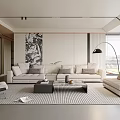 Modern Living Room Interior With Sectional Sofa Coffee Table Area Rug And Floor Lamp