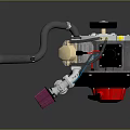 High Performance Automotive Turbocharger With Pink Air Filter And Connecting Piping