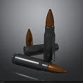 3D Rendered Bullets With Copper Tips And Metallic Casings Arranged On Dark Surface