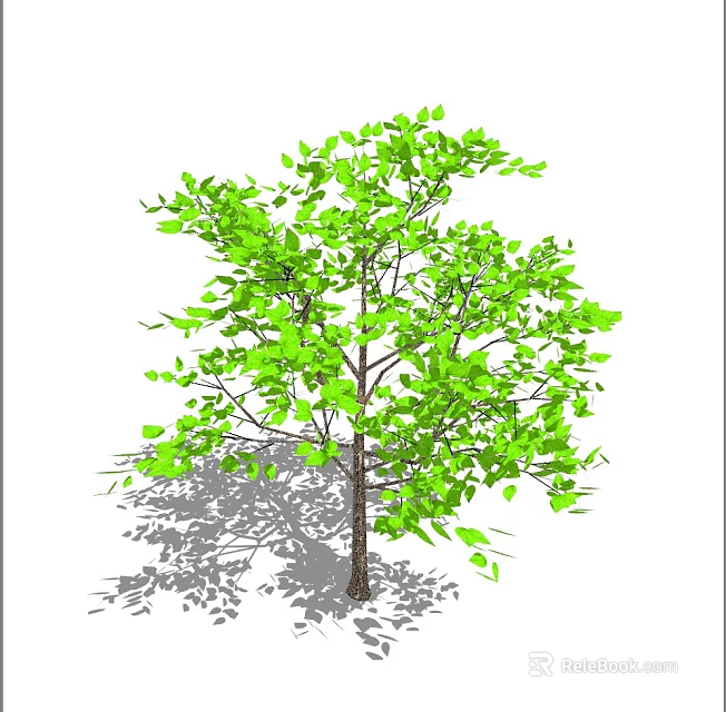 Lush Green Arbor With Thick Trunk Dense Foliage And Natural Shadow 3d model 