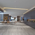 Modern Public Office Space With Open Layout Work Desks Bookshelves And Lighting