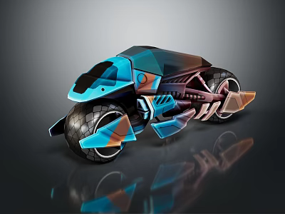 Futuristic Motorcycle Design With Geometric Shapes Sleek Blue Black Accents And Large Wheels 3d model