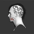 Realistic Human Head 3D Model With Detailed Facial Organs And Short Black Hair
