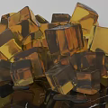 Stylish Decorative Ornament Set With Stacked Yellow Transparent Cubes On Black Base