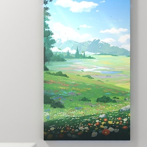 modern landscape painting decorative painting 3d model