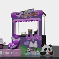 Purple Pink Popsicle Stand With Panda Figure Beverage Bottles And 20th Anniversary Decorations