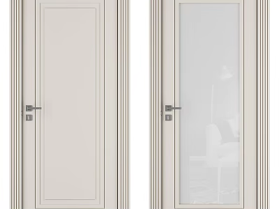 Modern Light Color Swing Doors With Solid And Glass Panels For Home Interior 3d model
