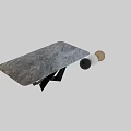Modern Dining Table With Gray Marble Top And Black Geometric Cross Legs