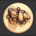 Polygonal Brown Stones Arranged On Circular Light Colored Base With Wavy Texture 3d model