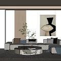 Modern Sofa Coffee Table Combination Sofa Wall 3d model