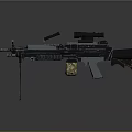 Tactical Machine Gun With Tripod Scope And Magazine For Combat Operations