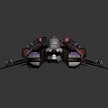 Futuristic Mechanical SciFi Spaceship With Gray Red Color And Weapon Parts