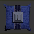 Elegant Decorative Lantern On Blue Patterned Tablecloth With Ornate Metal Legs