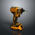 Yellow And Black Cordless Power Drill With Ergonomic Handle And Drill Bit
