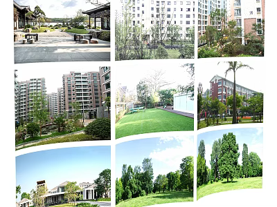 Serene Residential Community With High Rise Buildings Green Lawns And Trees 3d model