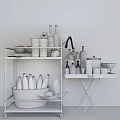 Stylish Commercial Bar Carts With Multi Tier Gold Frame And Storage For Bottles Glassware