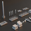 Industrial Equipment Models Including Towers Pipes Platforms And Containers For Factory Facility Construction