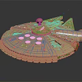 Detailed Golden Millennium Falcon Model With Reflective Surface And Crafted Design