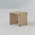 Simple Square Wooden Stool With Particleboard Surface And Metal Joints 3d model