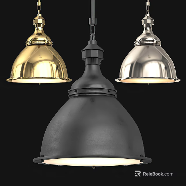 Modern Metal Pendant Lights in Gold Silver and Black Stylish Design 3d model 