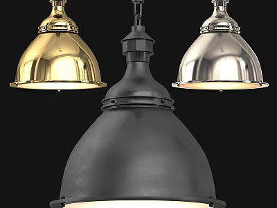 Modern Metal Pendant Lights in Gold Silver and Black Stylish Design 3d model