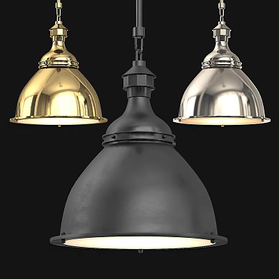 Modern Metal Pendant Lights in Gold Silver and Black Stylish Design 3d model