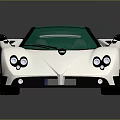 Sporty White Supercar With Green Windshield Black Front Design And Rear Spoiler