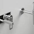 Modern Chrome Wall Mounted Faucet With Sleek Spout And Handle Design 3d model