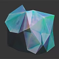 Geometric Blue Turquoise Gradient Polyhedral Decorative Ornament with Shiny Reflective Surface for Home Decor