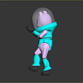 Turquoise Bear Robot In Astronaut Suit With Transparent Helmet Waving Hand