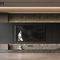 Modern TV Background Wall Design With Black Panel Marble Texture And Ambient Lighting 3d model