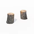Natural Wooden Tree Stumps With Smooth Cut Surfaces And Bark Texture