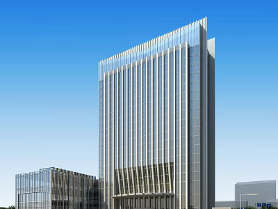 Modern High Rise Office Building With Glass Curtain Wall And Sleek Architectural Design 3d model