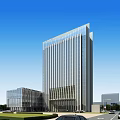 Modern High Rise Office Building With Glass Curtain Wall And Sleek Architectural Design