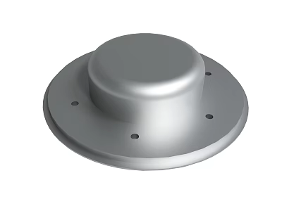 Silver Circular Metal Base Component With Raised Center And Mounting Holes 3d model