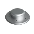 Silver Circular Metal Base Component With Raised Center And Mounting Holes