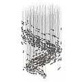 Modern Silver Feather like Chandelier with Flowing Hanging Elements for Elegant Interior Decor 3d model