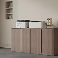 Modern Wooden File Cabinet With Printers And Document Organizer On Top