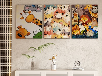 Animal Cartoon Decorative Painting Hanging Painting 3d model